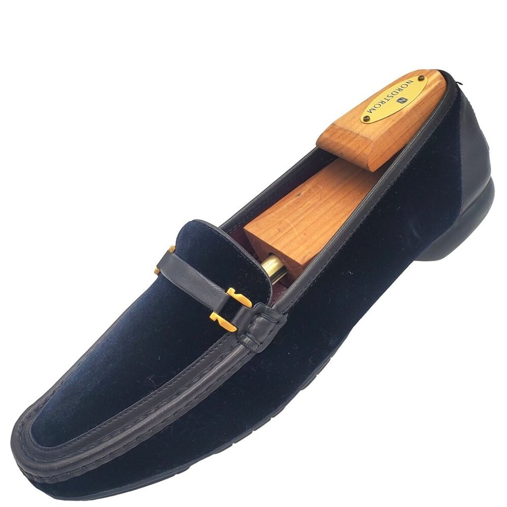 Salvatore Ferragamo Black Velvet & Leather Bit Loafer with Gold Hardware - Picture 6 of 12